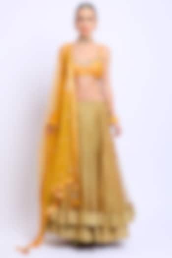 Ochre Printed Wedding Lehenga Set by Nikasha at Pernia's Pop Up Shop