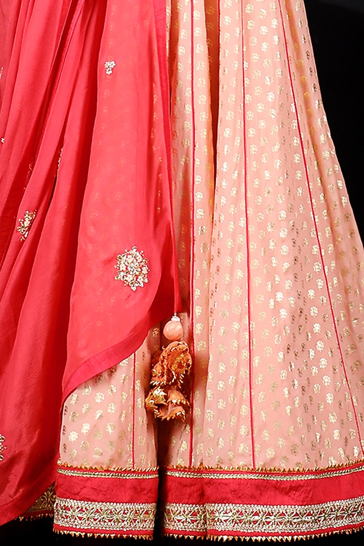 Peach Embroidered Wedding Anarkali Set by Nikasha at Pernia's Pop Up Shop