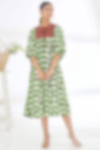 Off-White Crepe Hand Painted Vacation Dress by Nikasha at Pernia's Pop Up Shop