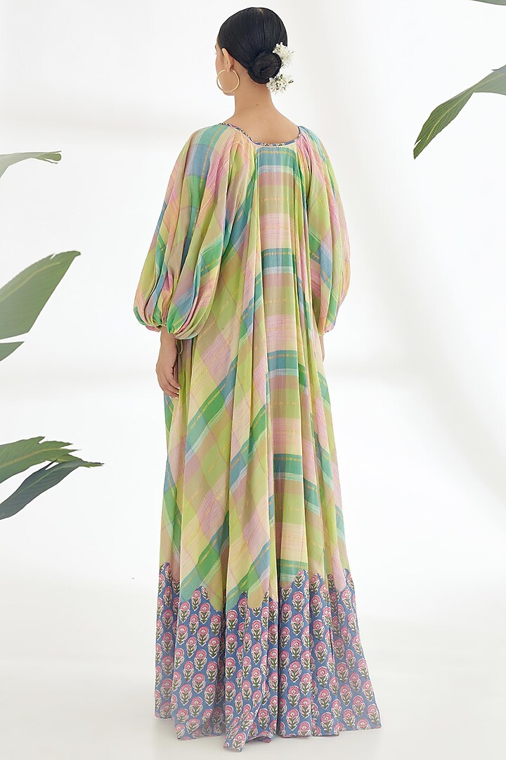Mint Green Cotton Plaid Maxi Vacation Dress by Nikasha at Pernia's Pop Up Shop