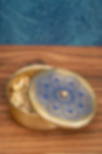 Blue Utsav Brass Nut Bowl by Nakshikathaa at Pernia's Pop Up Shop