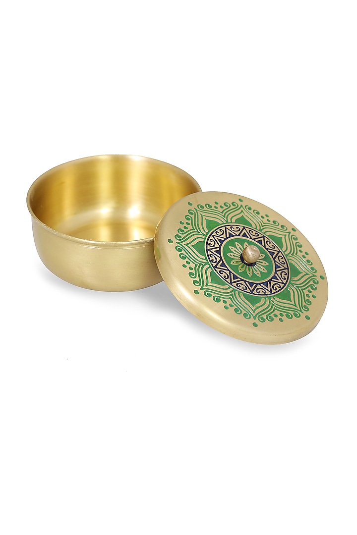 Peacock Green Utsav Brass Nut Bowl by Nakshikathaa at Pernia's Pop Up Shop