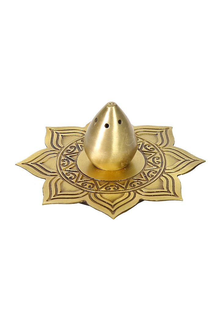 Antique Gold Alpana Incense Holder by Nakshikathaa at Pernia's Pop Up Shop