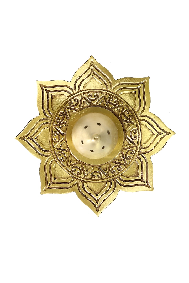 Antique Gold Alpana Incense Holder by Nakshikathaa at Pernia's Pop Up Shop