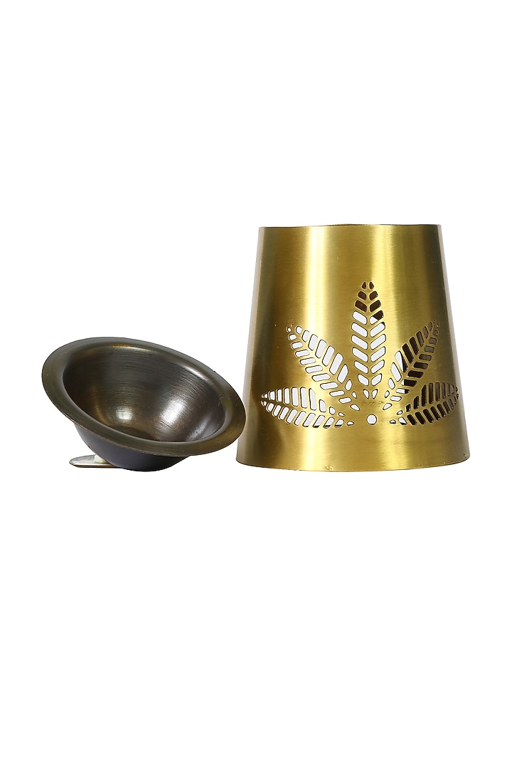 Antique Gold Nakshikathaa Diffuser/ Perfume Burner by Nakshikathaa at Pernia's Pop Up Shop