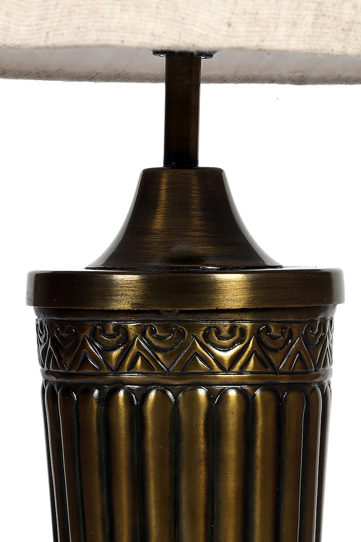 Dark Brown Vaishnavi Table Lamp With Ivory Pleated Shade by Nakshikathaa at Pernia's Pop Up Shop