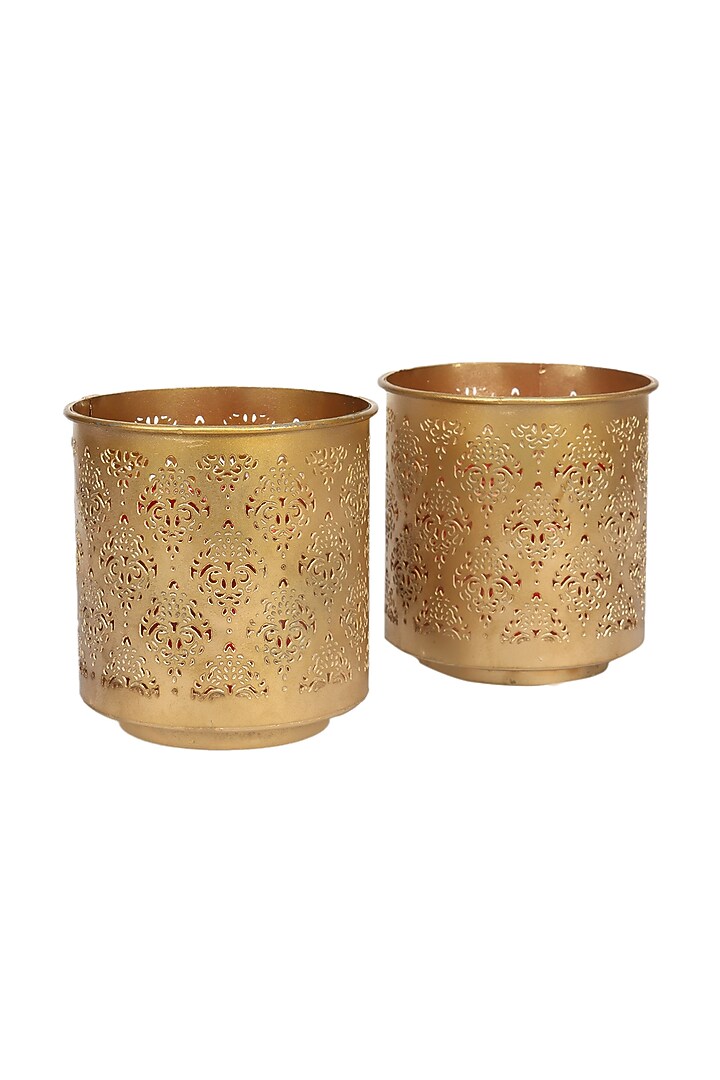 Gandhara Votive With Green Tea Light Holder (Set of 2) by Nakshikathaa at Pernia's Pop Up Shop