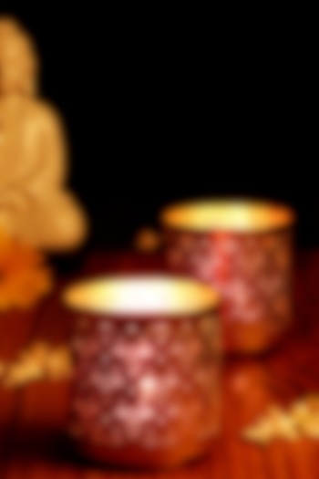 Gandhara Votive With Pink Tea Light Holder (Set of 2) by Nakshikathaa