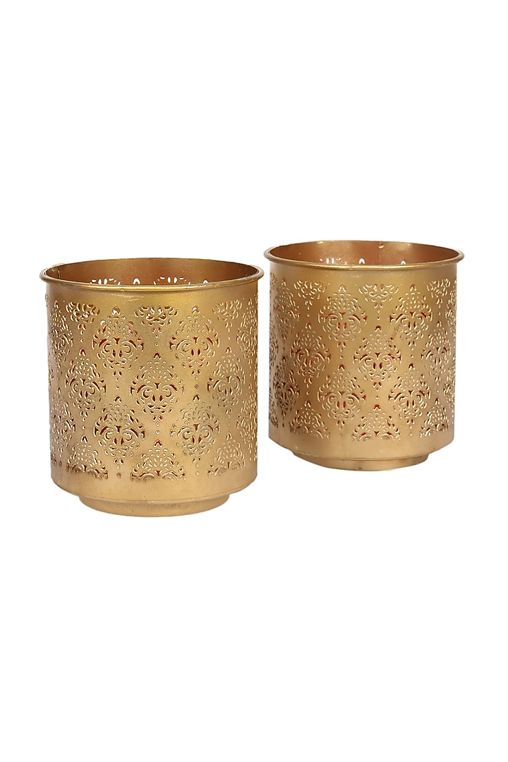 Gandhara Votive With Pink Tea Light Holder (Set of 2) by Nakshikathaa at Pernia's Pop Up Shop