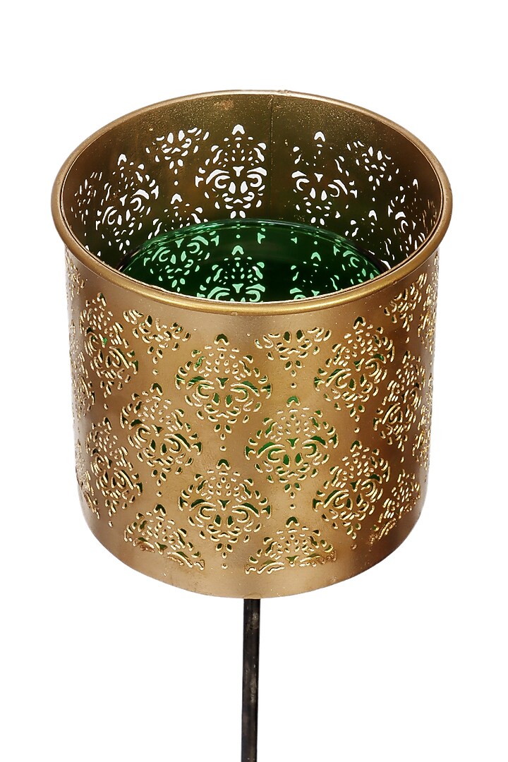 Gandhara Votive Green Tea Light Holder With Garden Stick (Set of 2) by Nakshikathaa at Pernia's Pop Up Shop