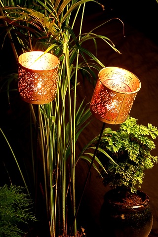 Gandhara Votive Pink Tea Light Holder With Garden Stick (Set of 2) by Nakshikathaa