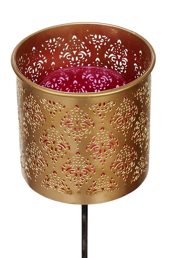 Gandhara Votive Pink Tea Light Holder With Garden Stick (Set of 2) by Nakshikathaa at Pernia's Pop Up Shop