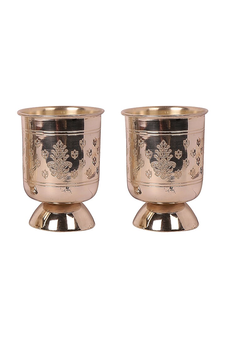 Silver Plated Brass Hand Etched Glass Set by Nakshikathaa at Pernia's Pop Up Shop