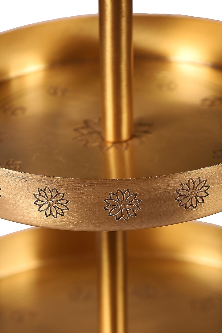 Antique Gold Brass Two-Tiered Cake Stand by Nakshikathaa at Pernia's Pop Up Shop