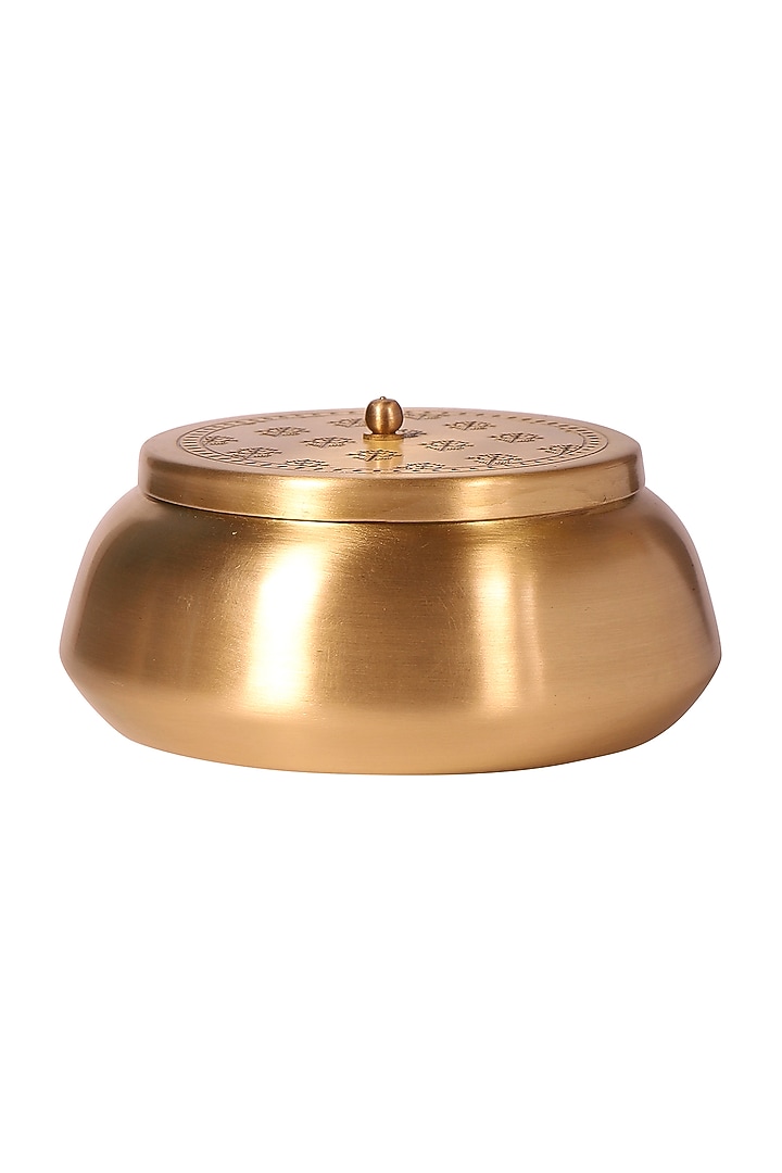 Antique Gold Brass Hand Etched Mithai Box by Nakshikathaa at Pernia's Pop Up Shop