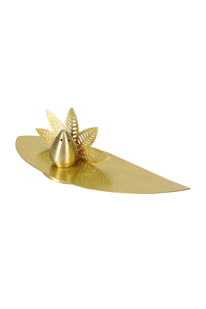 Antique Gold Brass Hand Etched Incense Holder & Diffuser Gift Set by Nakshikathaa at Pernia's Pop Up Shop
