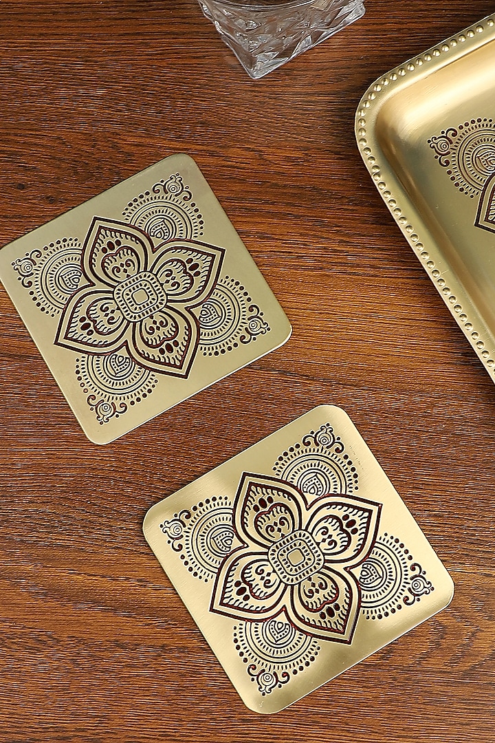 Buy 15 Hand Hammered Brass Tray With an Etched Design Online in