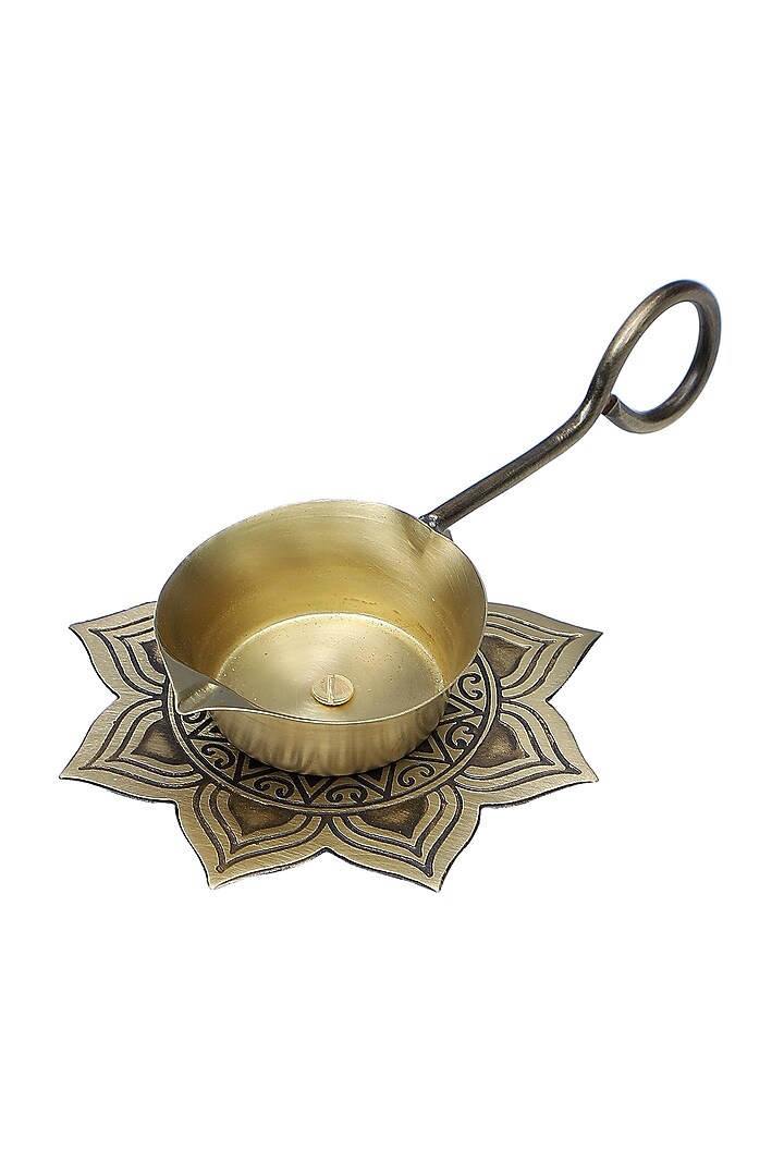 Antique Gold Brass Hand Etched Divinity Gift Set by Nakshikathaa at Pernia's Pop Up Shop