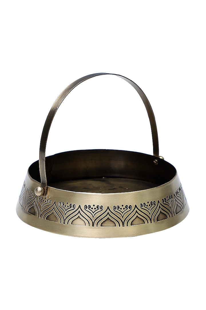 Antique Gold Brass Hand Etched Divinity Gift Set by Nakshikathaa at Pernia's Pop Up Shop
