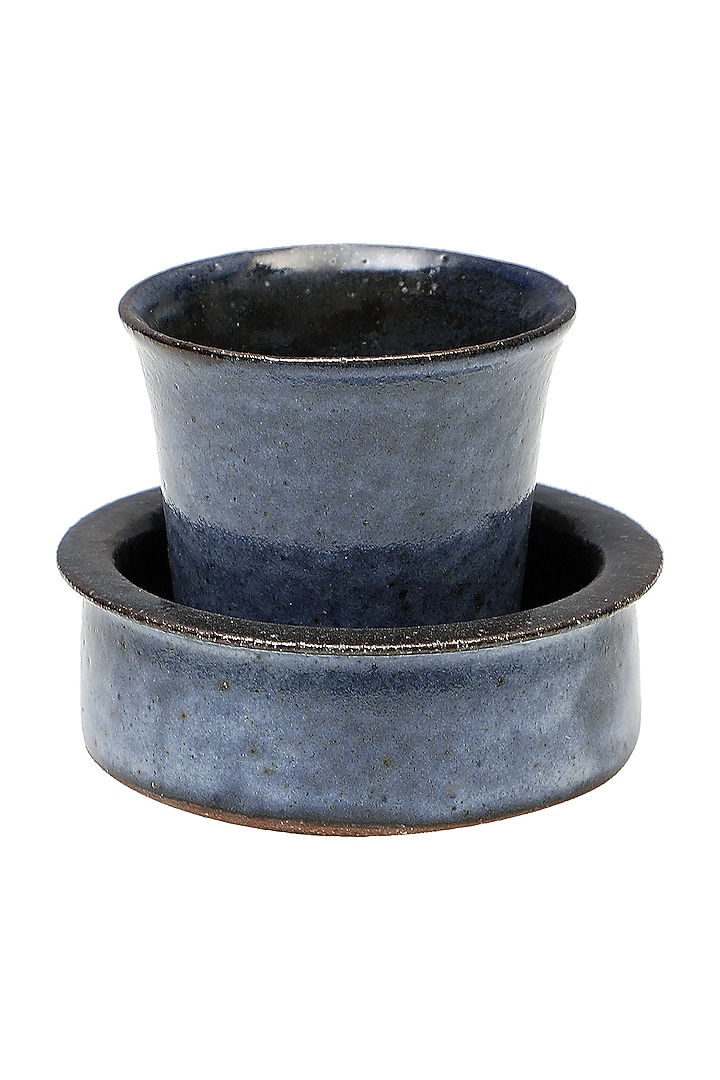 Blue Studio Pottery Filter Coffee Set (200 Ml) by Nakshikathaa at Pernia's Pop Up Shop