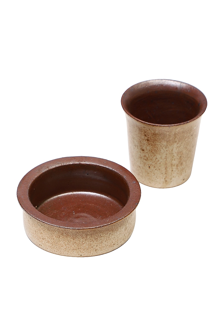 Beige Studio Pottery Filter Coffee Set (200 Ml) by Nakshikathaa at Pernia's Pop Up Shop