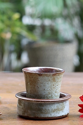 Olive Green Studio Pottery Filter Coffee Set (200 Ml) by Nakshikathaa