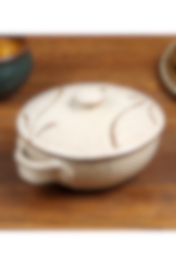 Beige Studio Pottery Casserole With Lid by Nakshikathaa at Pernia's Pop Up Shop