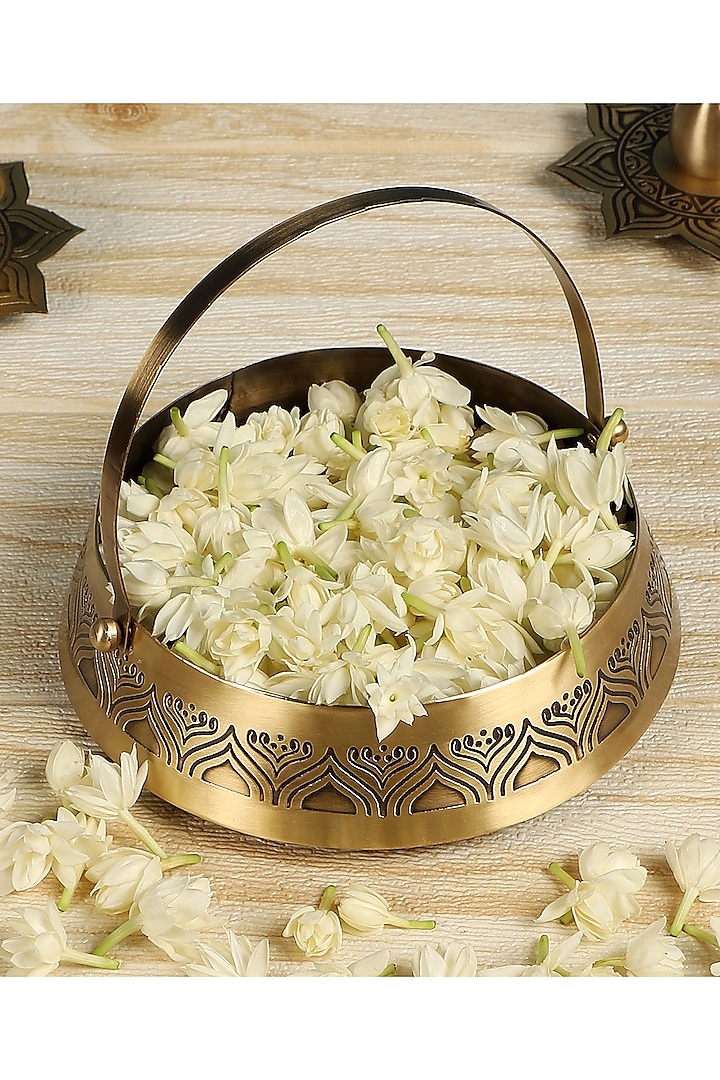 Antique Finish Flower Basket by Nakshikathaa