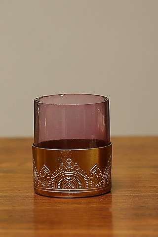 Brass Plated Hand Etched Votives (Set of 4) by Nakshikathaa