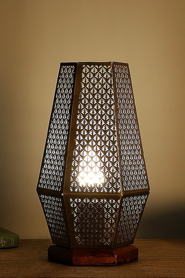 Gold Hand Etched Ambient Lamp by Nakshikathaa