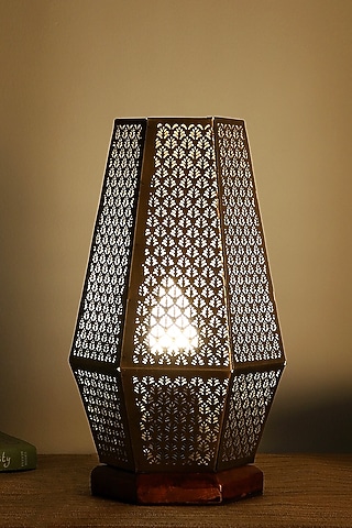 Gold Hand Etched Ambient Lamp by Nakshikathaa