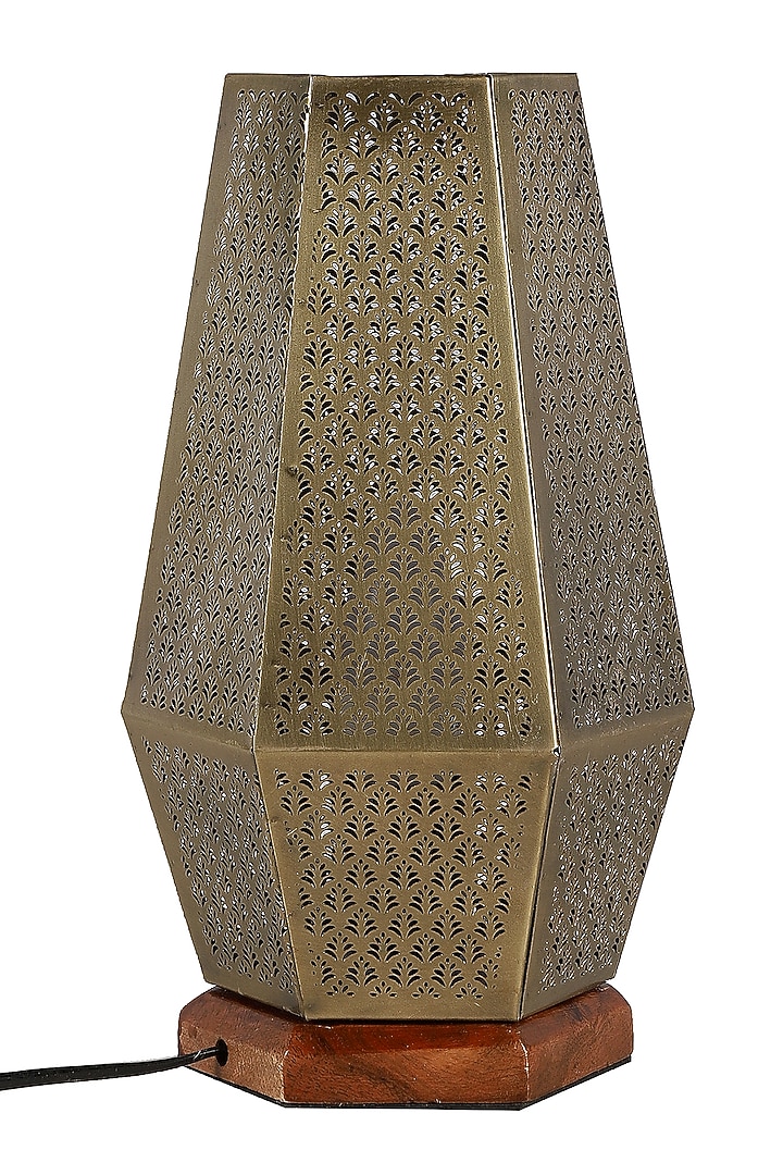 Gold Hand Etched Ambient Lamp by Nakshikathaa at Pernia's Pop Up Shop