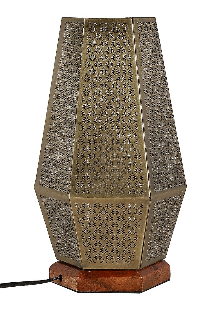 Gold Hand Etched Ambient Lamp by Nakshikathaa at Pernia's Pop Up Shop