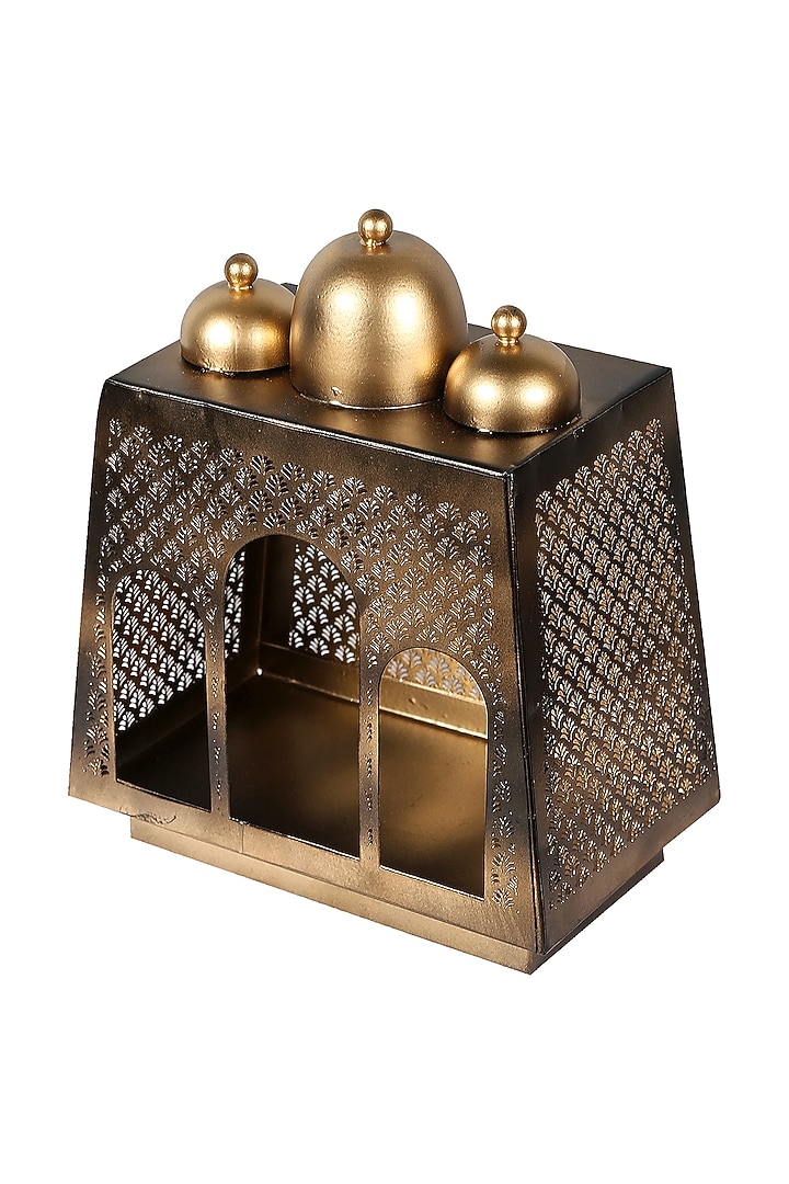 Antique Gold Hand Etched Mandir by Nakshikathaa at Pernia's Pop Up Shop