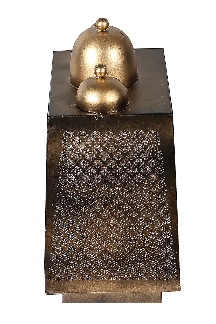 Antique Gold Hand Etched Mandir by Nakshikathaa at Pernia's Pop Up Shop