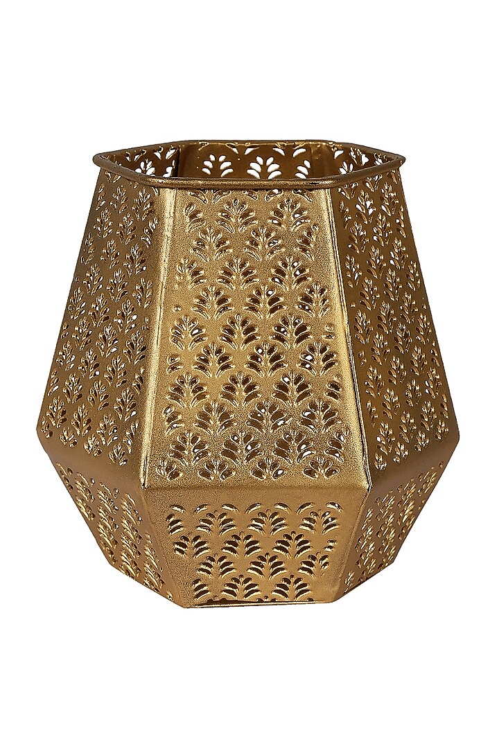 Gold Hand Etched Votives (Set of 2) by Nakshikathaa at Pernia's Pop Up Shop
