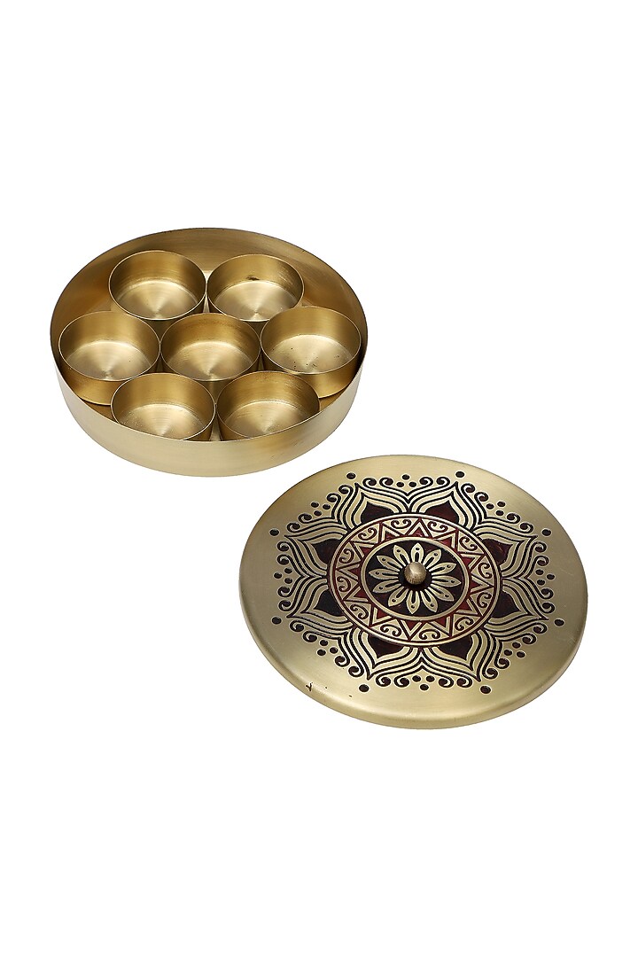 Gold Utsav Brass Masaladan by Nakshikathaa at Pernia's Pop Up Shop