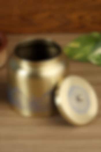 Gold & Blue Dohar Brass Jar by Nakshikathaa at Pernia's Pop Up Shop