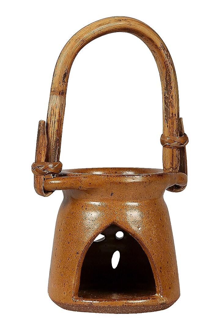 Yellow Hand Crafted Diffuser With Cane Handle by Nakshikathaa at Pernia's Pop Up Shop