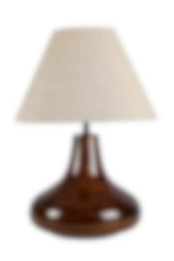 Dark brown Table Lamp With Beige Shade by Nakshikathaa