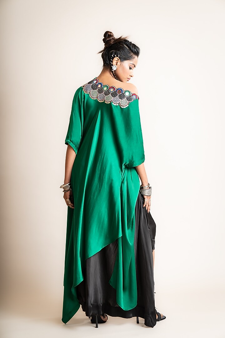 Black Satin Skirt Set by Nupur Kanoi at Pernia's Pop Up Shop