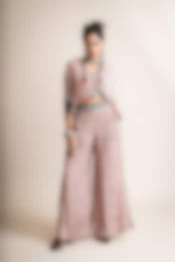 Dusty Rose Crepe Printed Pant Set by Nupur Kanoi at Pernia's Pop Up Shop