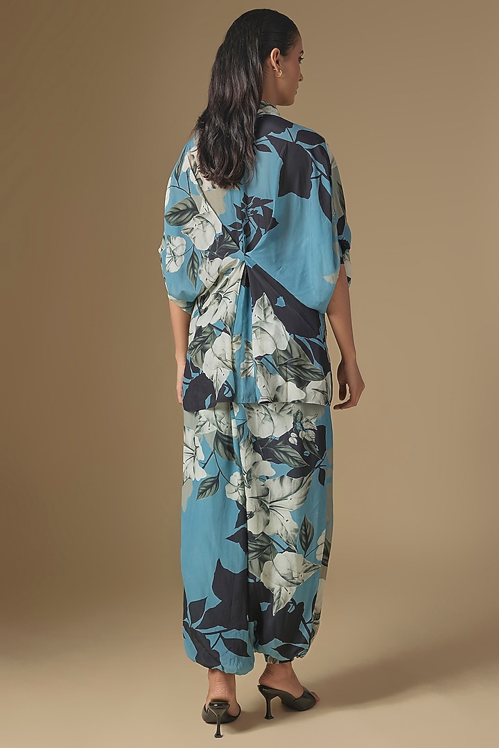 Sky Blue Crepe Digital Printed Pant Set by Nupur Kanoi at Pernia's Pop Up Shop