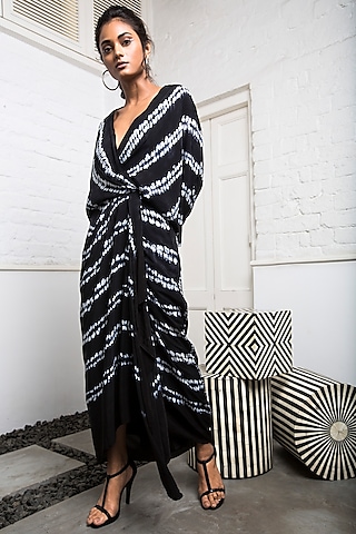 Old Rose B Crepe Tie-Dye Printed Dress by Nupur Kanoi
