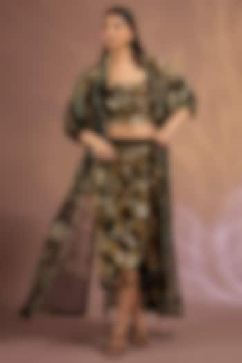 Black Organza Printed Jacket Set by Nupur Kanoi at Pernia's Pop Up Shop