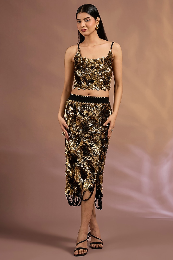 Black Organza Printed Jacket Set by Nupur Kanoi at Pernia's Pop Up Shop