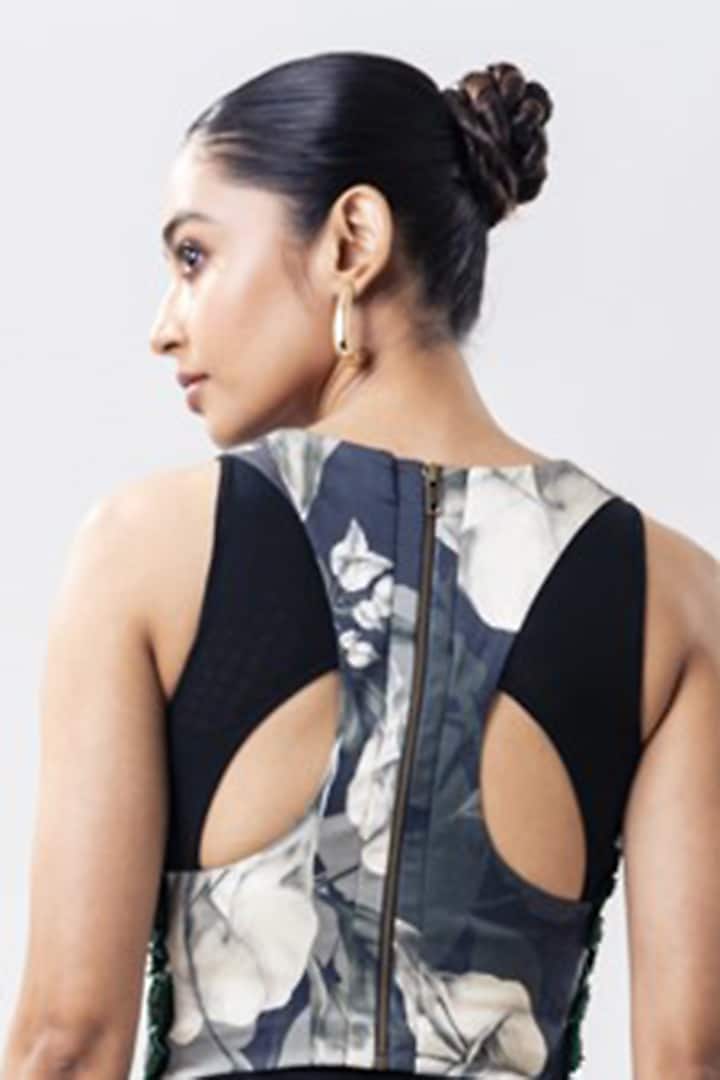 Green Crepe & Lycra Skirt Set by Nupur Kanoi at Pernia's Pop Up Shop