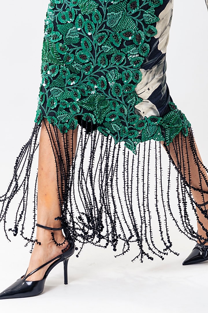 Green Crepe & Lycra Skirt Set by Nupur Kanoi at Pernia's Pop Up Shop