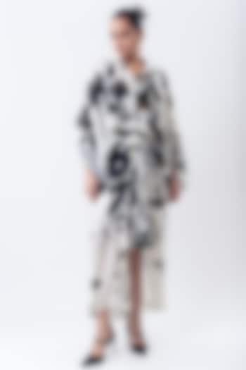 Off-White Satin Printed Skirt Set by Nupur Kanoi at Pernia's Pop Up Shop