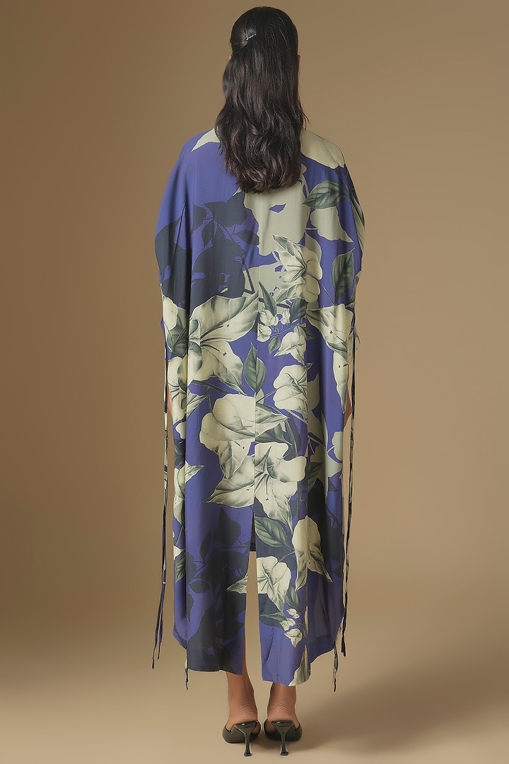 Navy Silk Digital Printed Cocktail Shirt Dress by Nupur Kanoi at Pernia's Pop Up Shop